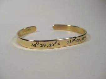 Personalized gemstone charm bracelets-18k Gold Cuff w/ Latitude & Longitude