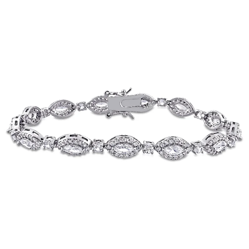 Personalized engraved friendship bangles-9 1/2ct TGW Multi-Cut Created White Sapphire Tennis Bracelet in Sterling Silver by Miadora - 7 in x 6.7 mm x 3 mm