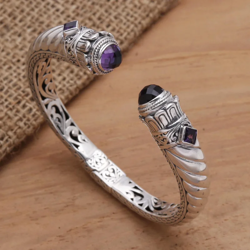 Friendship bracelets for best friends-Aspire Amethyst and Sterling Silver Cuff Bracelet