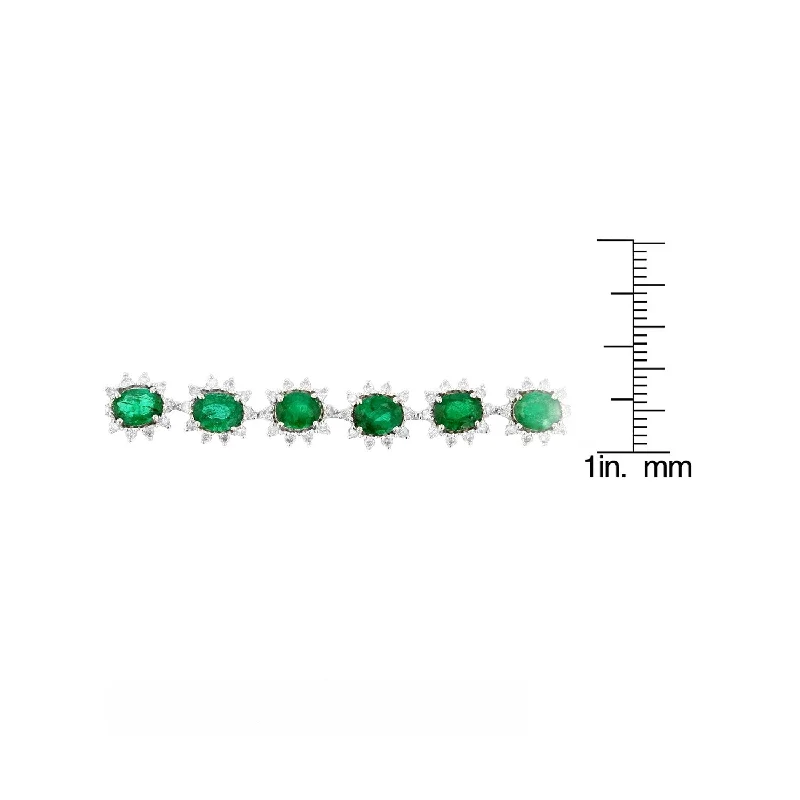 Artistic handmade beaded bracelets-Auriya Platinum 6 5/8ct Emerald and 1 3/4ct TDW Diamond Bracelet - Green