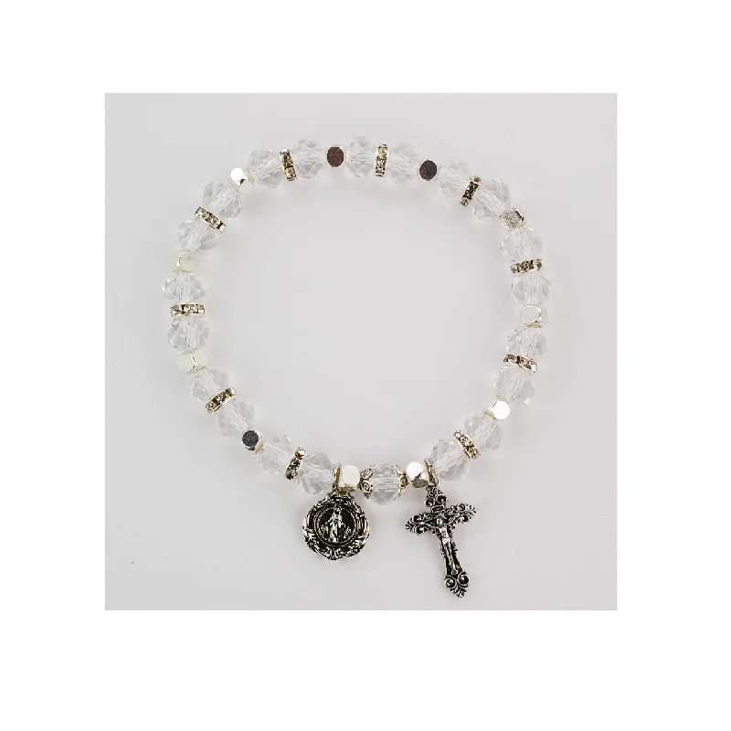 Birthstone bracelet for women-CRYSTAL ROSARY STRETCH  BRACELET-BR810C