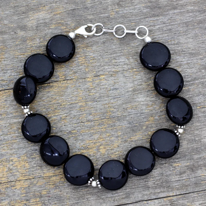 Boho style adjustable bracelets-Destiny Onyx beaded bracelet