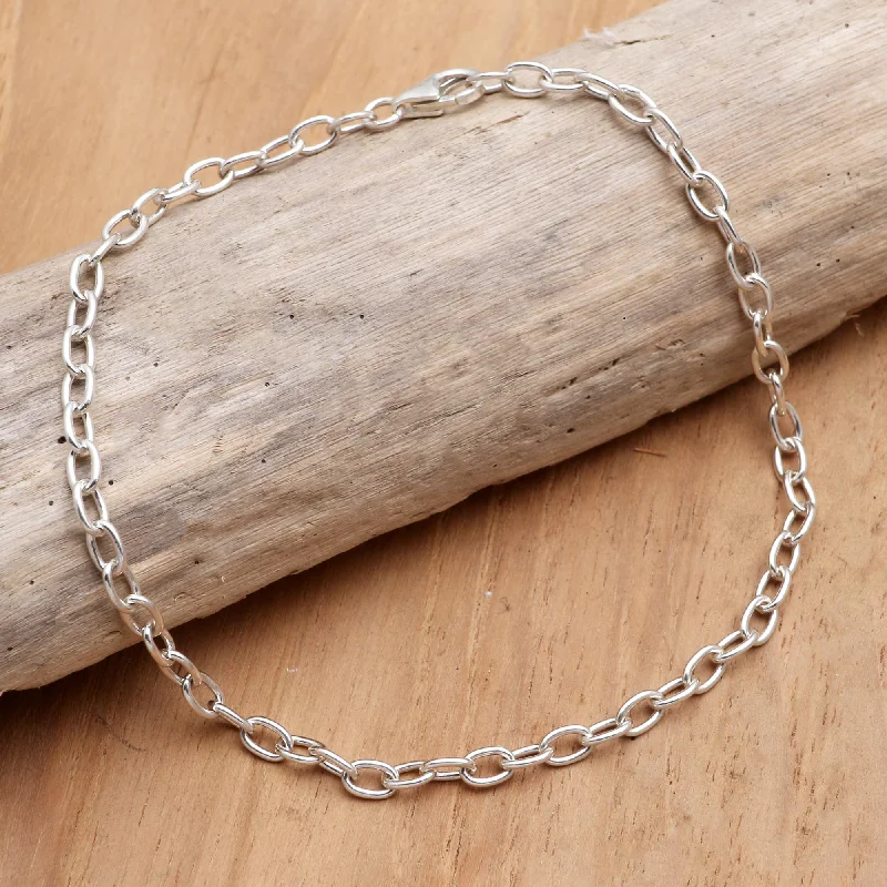 Handmade bracelets for women-For Your Birthday Hand Made Sterling Silver Chain Bracelet from Bali