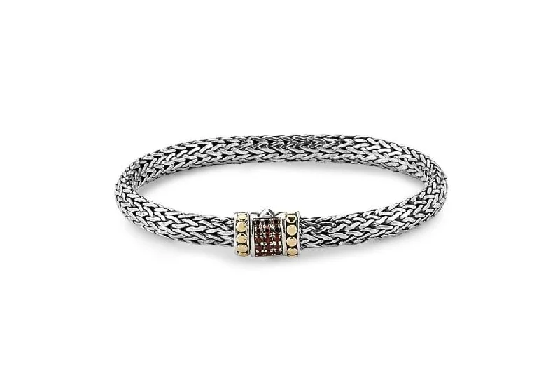 Trendy woven bracelets with stones-Frap Bracelet- Garnet