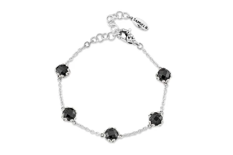 Men's silver chain bracelets with charms-Glow Bracelet- Black Spinel