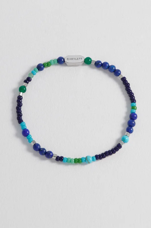 Multi-layered bracelet designs-Mens Mixed Bead Stretch Bracelet