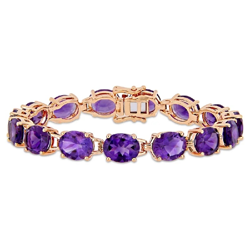 Colorful adjustable friendship bands-Miadora Rose Plated Sterling Silver 36ct TGW African-Amethyst Bracelet