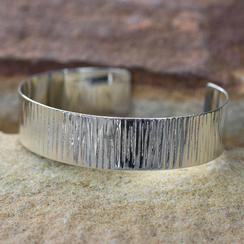 Men’s braided leather wristbands-Rain Sterling silver cuff bracelet