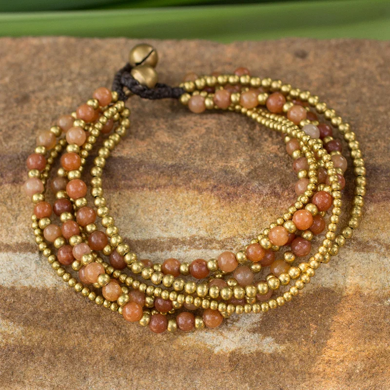 Artisanal woven bracelets-Sunrise Joy Brass Beaded Quartz Bracelet