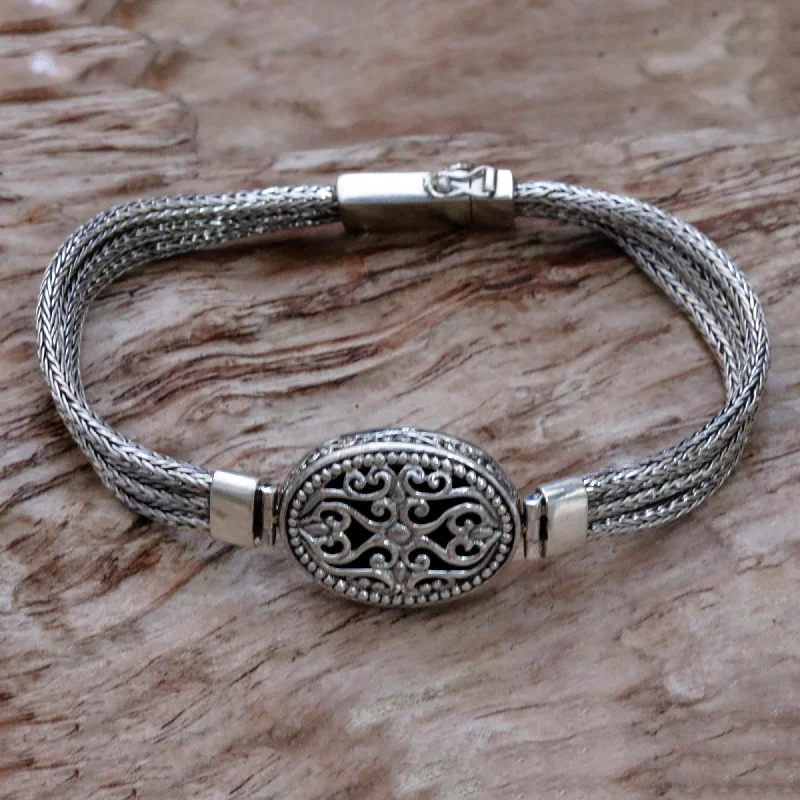 Geometric design bracelets-View of Lombok Sterling Silver Pendant Bracelet from Indonesia