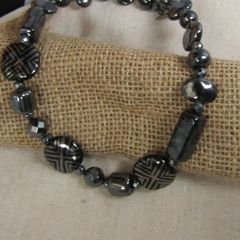 black leather necklace with pendant-Big Bold Kazuri Black  Bead Necklace Fair Trade