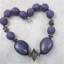 minimalist bar necklace for women-Big Bold Necklace Purple Hemp and Tagua Nut