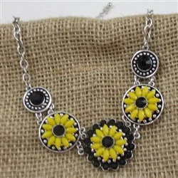 boho style necklace for festivals-Bright Yellow & Black Flower Black Eyed Susan Necklace