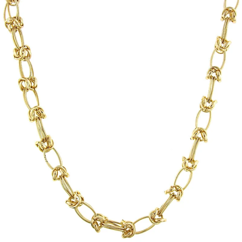 gold necklace with diamond pendant-1928 Jewelry Gold Fancy Link Necklace 16" + 3" Extender