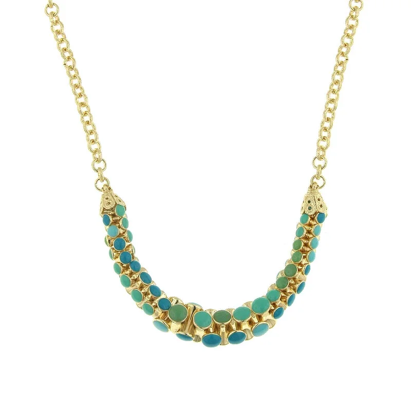 colorful crystal necklace for layering-2028 Jewelry Turquoise Necklace 16" + 3" Extender