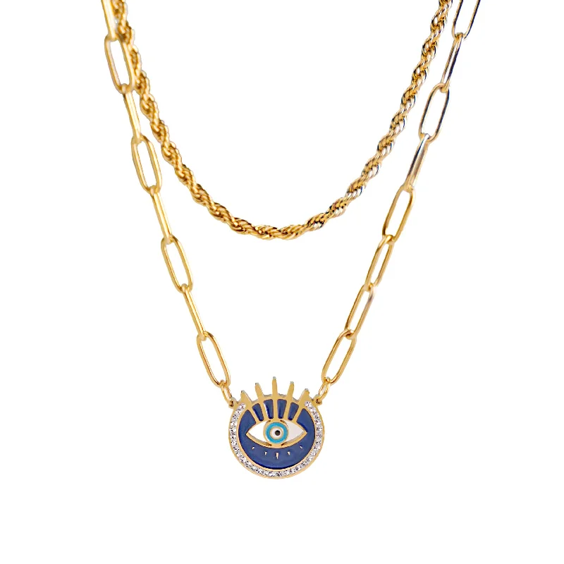 tribal necklace for men-Amon Eye 18K Gold Plated Necklace