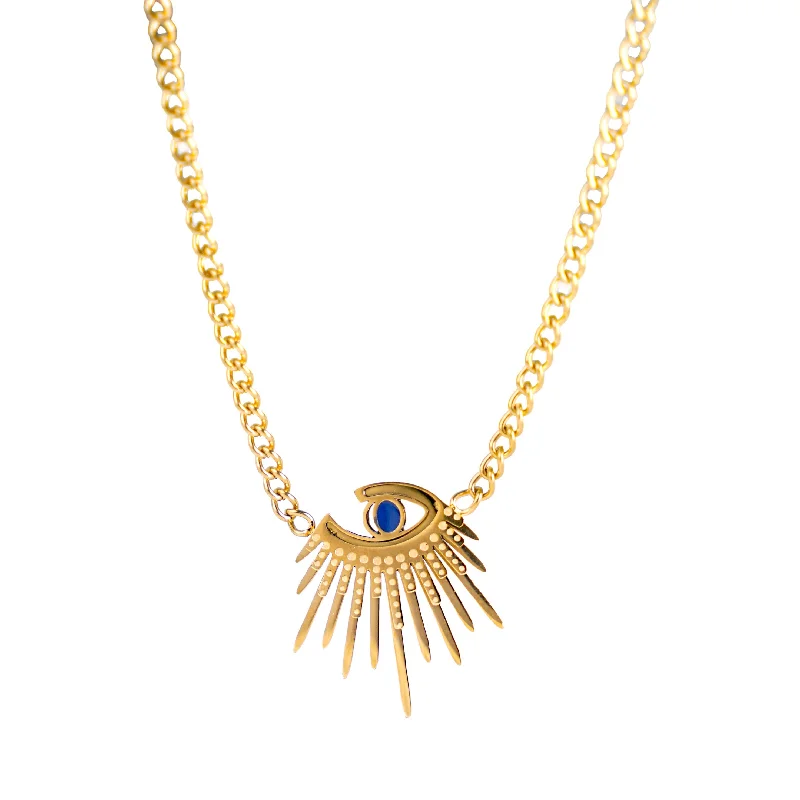 three-layer necklace for women-Anubis Eye 18K Gold Plated Necklace