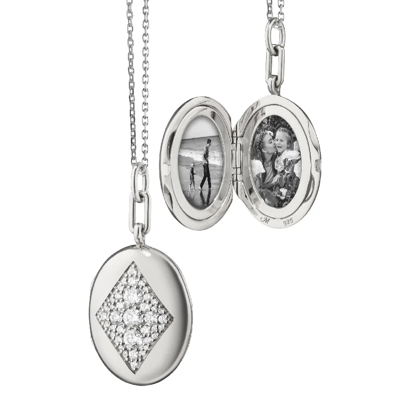 double chain necklace for men-"Charlotte" Sterling Silver Locket Necklace