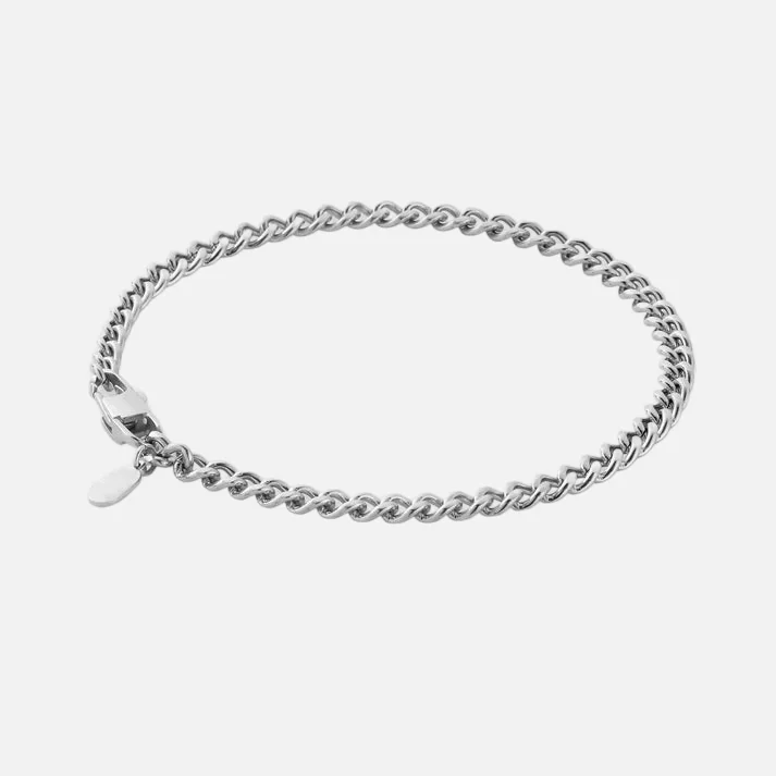 women’s gold wedding necklace-CUBAN 4MM BRACELET - Solid White Gold