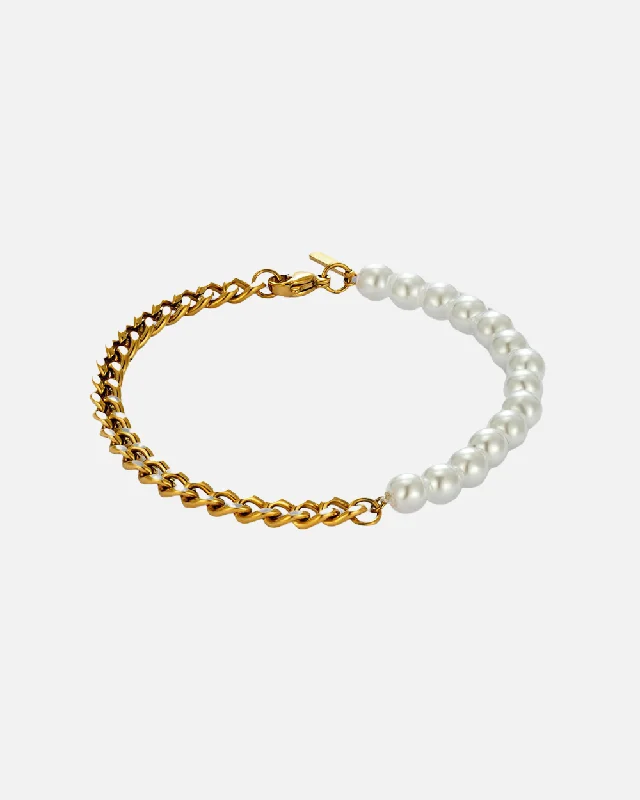 three-layer necklace for women-CUBAN PEARL BRACELET - GOLD