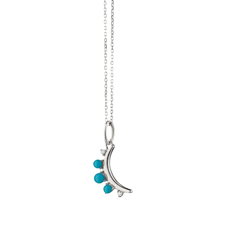 sterling silver heart necklace-December Turquoise "Moon" Sterling Silver Birthstone Necklace