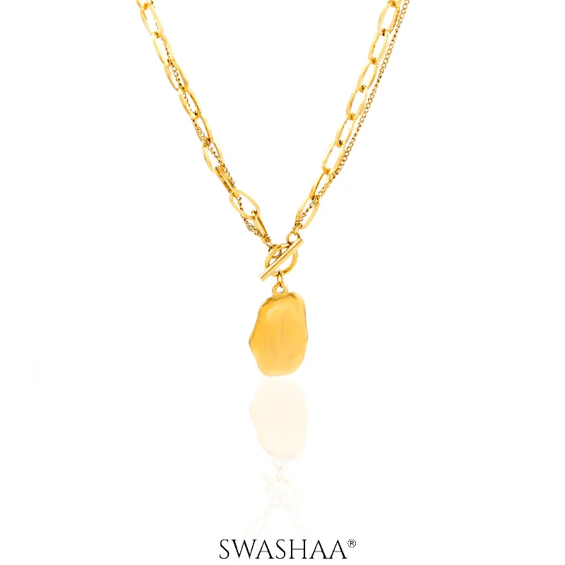 angel wing necklace for women-Eshara 18K Gold Plated Necklace