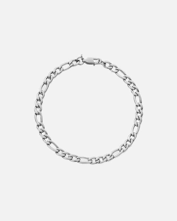 casual gold necklace for men-FIGARO 5MM BRACELET - WHITE GOLD