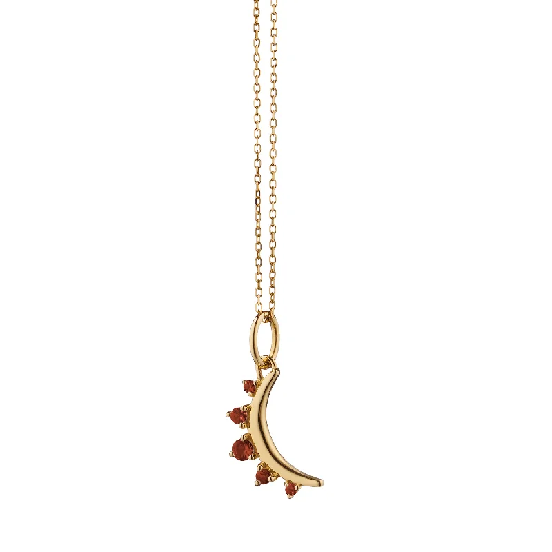 fashion necklace for women’s outfits-January Garnet "Moon" 18K Gold Birthstone Necklace