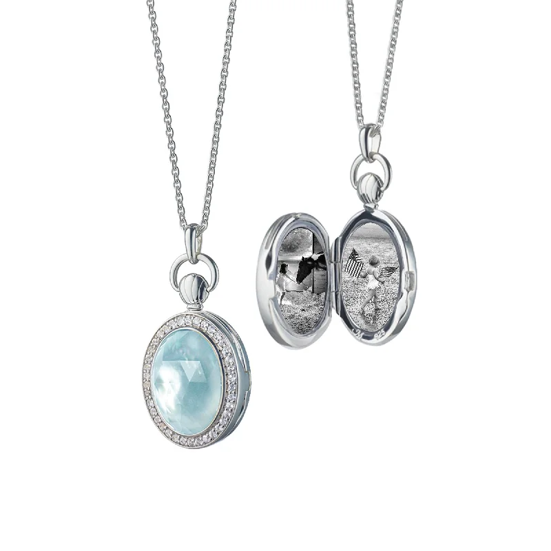 Blue Topaz over Mother of Pearl