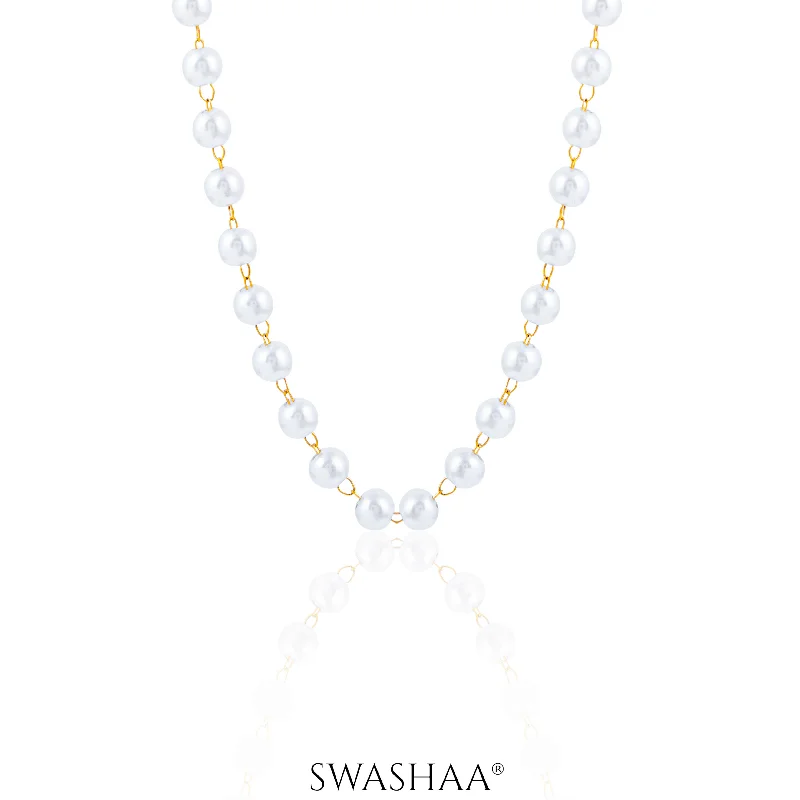 mother’s necklace with kids’ names-Olay Pearl 18K Gold Plated Necklace