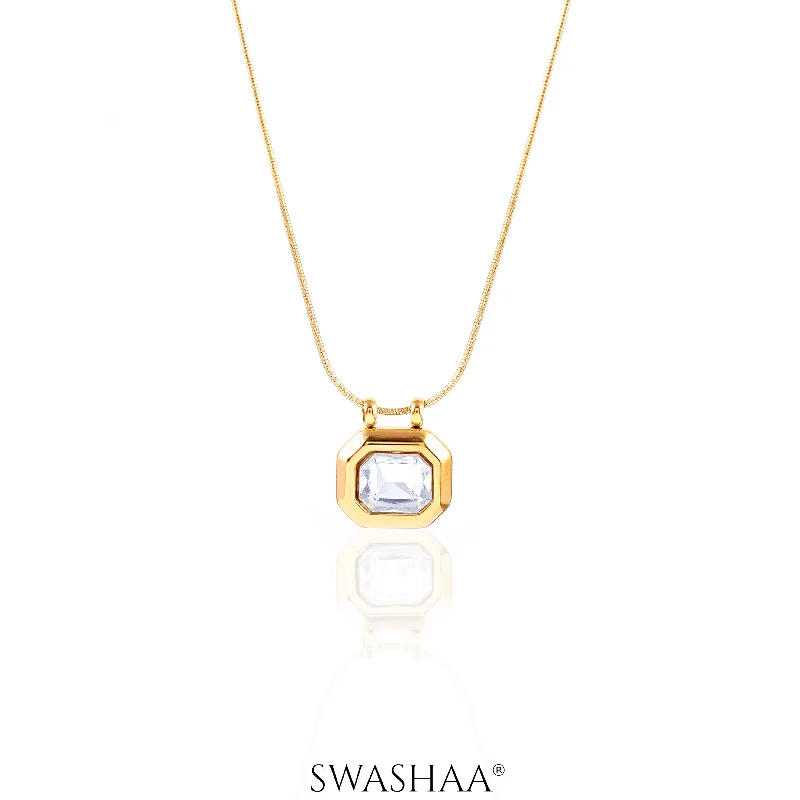 pendant choker necklace for women-Opulent Solitaire 18K Gold Plated Necklace