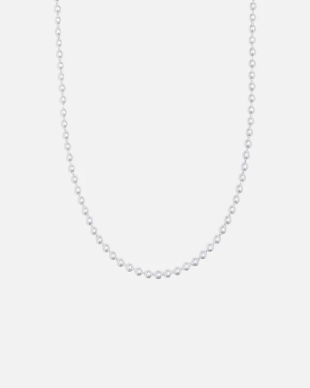 handmade silver necklace for women-"PERLEY" 4MM PEARL NECKLACE