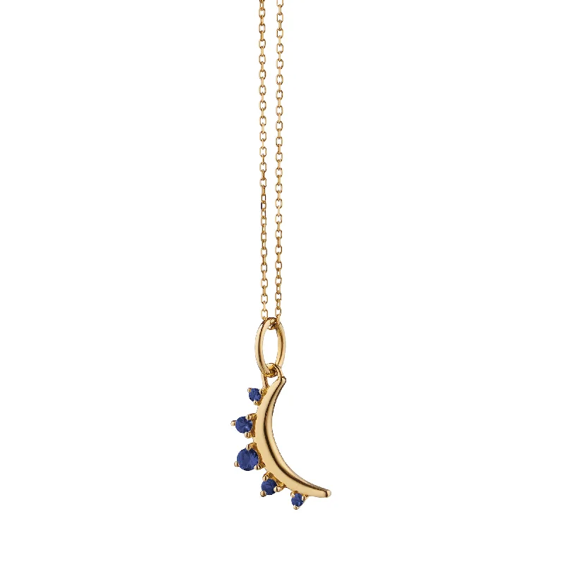 fashion jewelry necklace for teens-September Sapphire "Moon" 18K Gold Birthstone Necklace