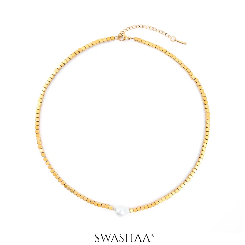 silver chain necklace for women-Shaaina 18K Gold Plated Choker Necklace