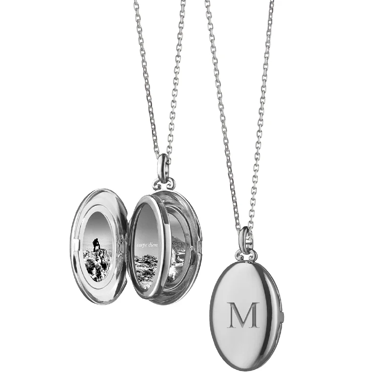 bohemian style necklace-The Four Image "Midi" Engraved Locket Necklace