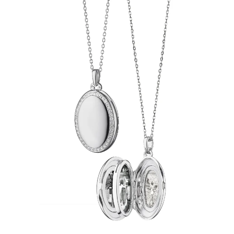 men’s gold chain necklace-The Four Image "Midi" Sapphire Locket