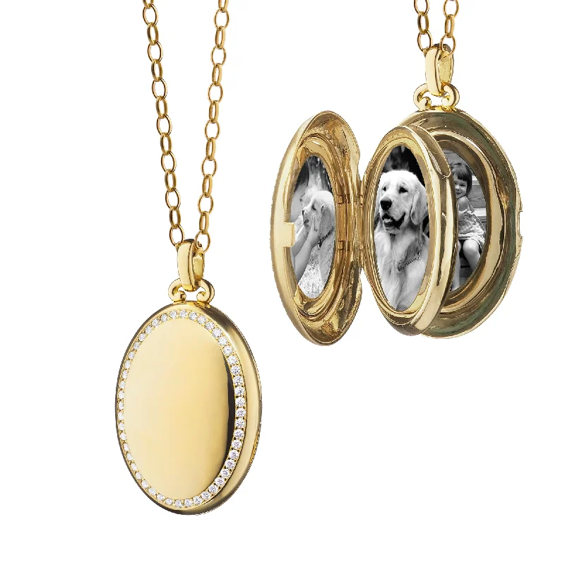 crystal heart necklace for healing-The Four Image "Premier" 18K Yellow Gold Diamond Locket