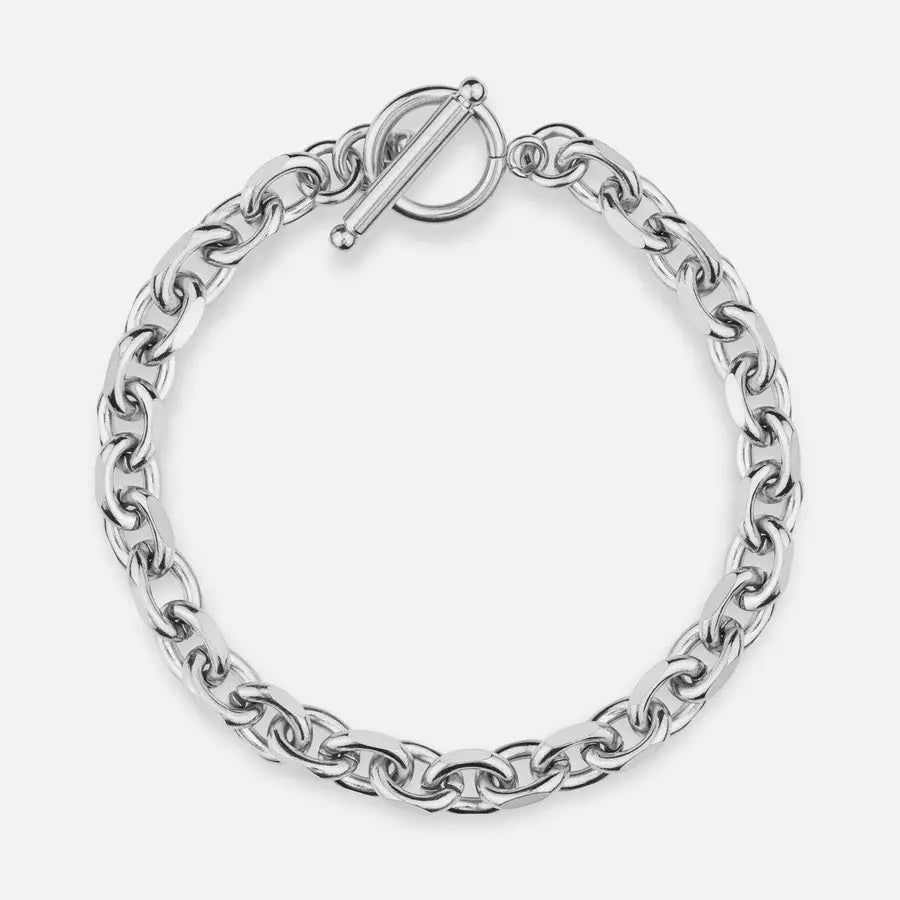 pendant necklace for religious symbols-"MILAN" TOGGLE BRACELET - WHITE GOLD