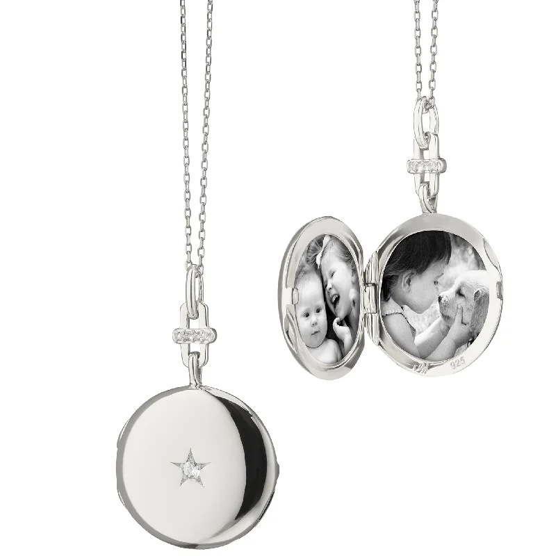 friendship heart necklace set-Twinkle Star Sapphire Locket Necklace