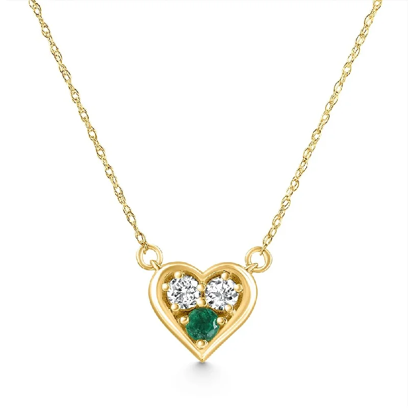 silver diamond necklace for parties-1/2Ct Heart Shape Emerald & Diamond Pendant Gold Women's Necklace lab Grown