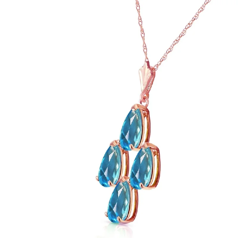 lock and key pendant necklace-1.5 CTW 14K Solid Rose Gold Pyramid Blue Topaz Necklace