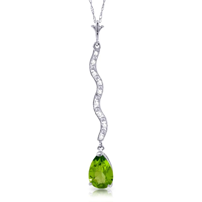 layered choker necklace for women-1.79 Carat 14K Solid Gold Necklace Diamond with Natural Peridot