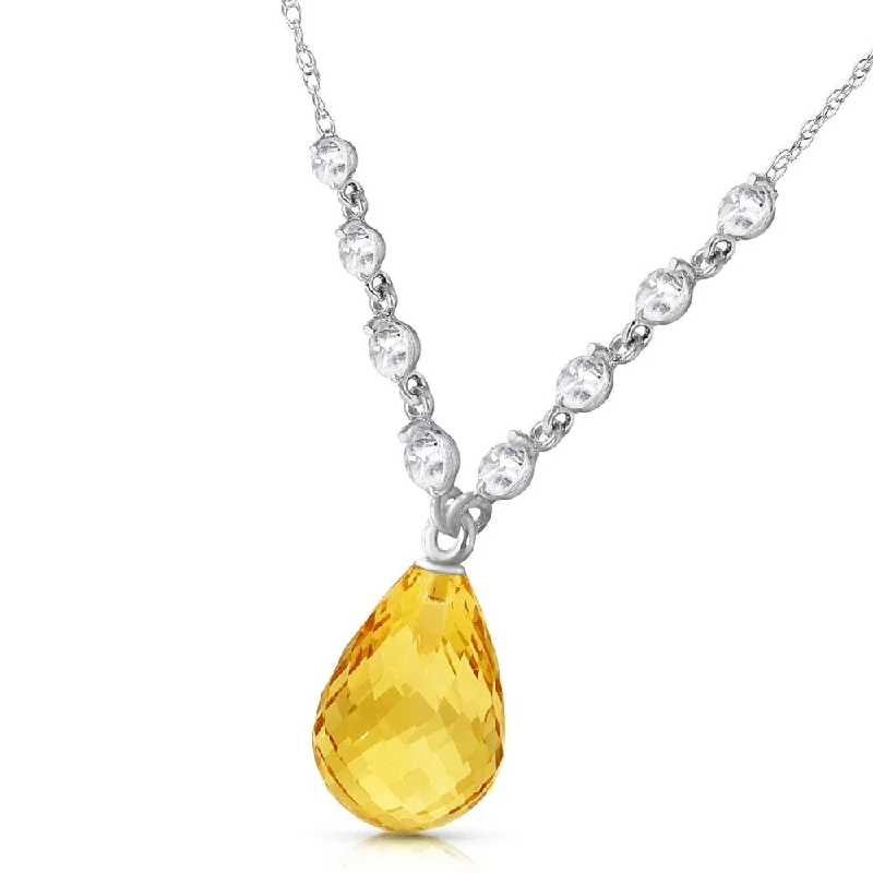 knot pendant necklace for couples-11.3 Carat 14K Solid White Gold Dispense Confidence Citrine Diamond Necklace