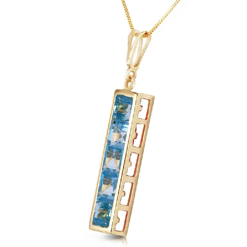 crystal pendant necklace for healing-2.25 CTW 14K Solid Gold Unbound Blue Topaz Necklace