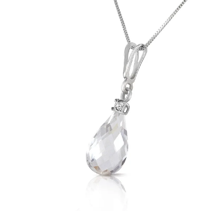 cute heart necklace for kids-2.3 Carat 14K Solid White Gold These Skies White Topaz Diamond Necklace