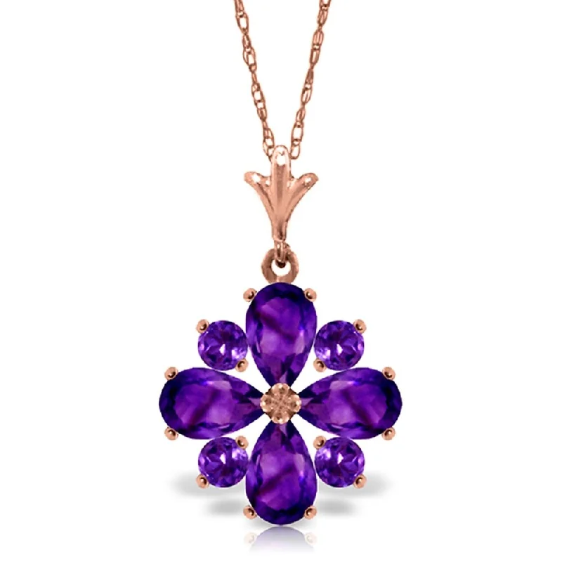 women’s gold wedding necklace-2.43 Carat 14K Rose Gold Fair Winter Amethyst Necklace