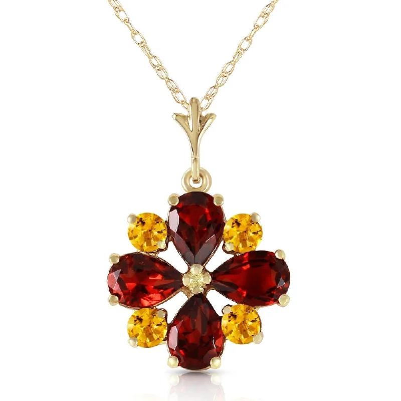 handmade gemstone necklace-2.43 Carat 14K Solid Gold Irrestible Garnet Citrine Necklace