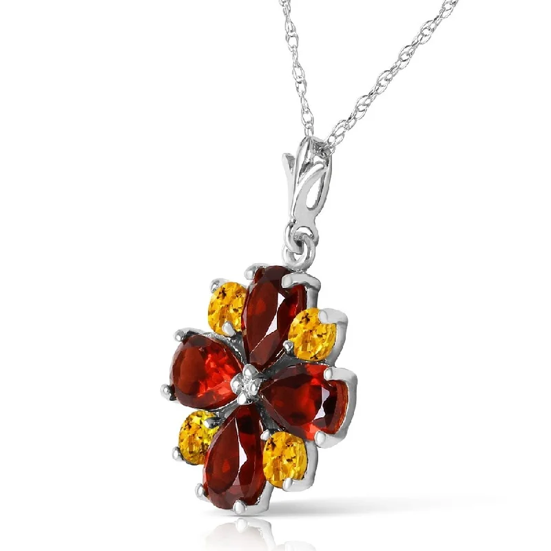 infinity loop necklace for women-2.43 CTW 14K Solid White Gold Paved Path Garnet Citrine Necklace