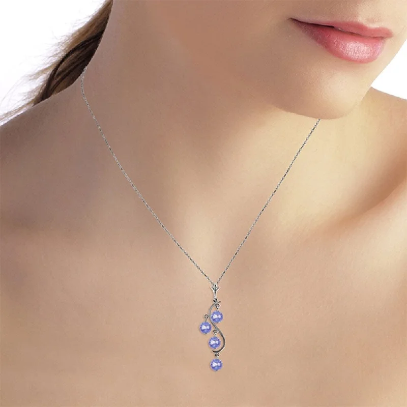 boho style necklace for festivals-2 Carat 14K White Gold Holding On Tanzanite Necklace