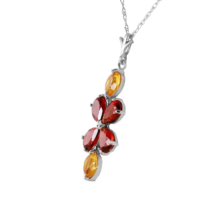 sparkling crystal necklace for women-3.15 Carat 14K Solid White Gold Opposites Attract Garnet Citrine Necklace